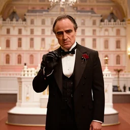 a film still of a cosplay of the godfather in the grand budapest hotel ( 2 0 1 4 ), 4 k