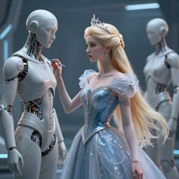princess of artificial intelligence trying to recreate humanoids, sci - fi art, 8 k detailed