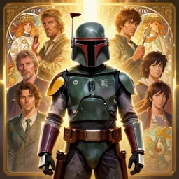 highly detailed portrait of boba fett, fantasy art by greg rutkowski, loish, rhads, ferdinand knab, makoto shinkai and lois van baarle, ilya kuvshinov, rossdraws, tom bagshaw, alphonse mucha, global illumination, radiant light, detailed and intricate environment