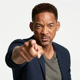 will smith angrily pointing at the camera, angry!!!!!!!!! mad face, angry face, looking at camera, threatening, highly detailed, well - lit, award - winning photograph, real image