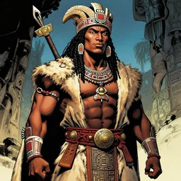 james earl jones from zamunda as mayan shaman in apocalypto manga style 4 k illustration