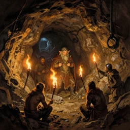 inside ancient torch lit abandoned dwarven mine underground by frank frazetta, ken kelly, simon bisley, richard corben, william - adolphe bouguereau