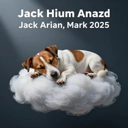 jack-russell sleeping on a cloud, artwork by mark arian