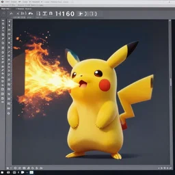 A giant Pikachu towering over Japan blowing fire from its mouth like godzilla, XF IQ4, 150MP, 50mm, f/1.4, ISO 200, 1/160s, natural light, Adobe Photoshop, Adobe Lightroom, DxO Photolab, Corel PaintShop Pro, rule of thirds, symmetrical balance, depth layering, polarizing filter, Sense of Depth, AI enhanced