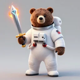 a bear in a astronaut suit holding a diamond sword that's on fire, digital art, trending on artstation, HDR
