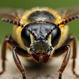 a macrophoto of the face of a vespa bellutina