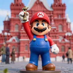 closeup soviet statue of tin toy heroic mario as stalin in red square, nicoletta ceccoli, mark ryden, lostfish, max fleischer, depth of field, detailed and intricate environment, 8 k resolution, hyperrealistic, octane render