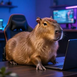a capybara gaming
