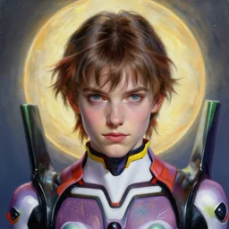 painting, young male, beautiful face, gorgeous, face visible, heavenly, halo, cinematic lighting, eva suit, wallpaper, extremely detailed, sharp focus, by greg rutkowski and [ [ [ wlop ] ] ], intricate, beautiful, award winning, trending on artstation, pixiv
