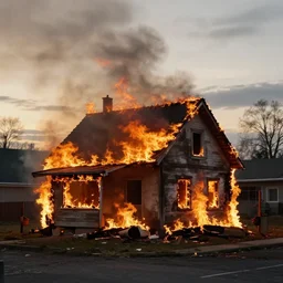 house burning aesthetic, golden hour, bad weather, ultrahd, ultra sharp, hyper detailed, 8 k, shot on 3 5 mm film camera, smooth sharp forcus, realism, tumblr aesthetic, - c 1 0