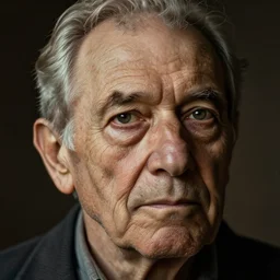 poignant portrait of an old man remembering his youth, the years weigh heavily in his eyes, nostalgia, melancholy