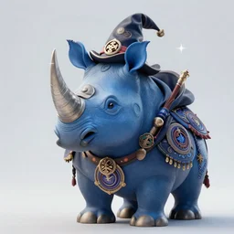 An andromorphic blue rhino wearing warlock garments, intricate artwork by Tooth Wu and beeple, greg rutkowski and artgerm and justin gerard, cinematic, hyper realism, high detail, octane render, unreal engine, 8k, Vibrant colors, Smooth gradients, High contrast, depth of field, aperture f2.8