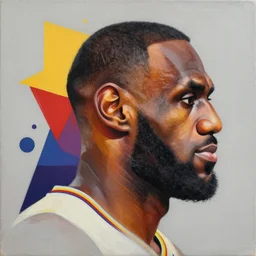 Lebron James profile picture by Sachin Teng, asymmetrical, Organic Painting , Matte Painting, geometric shapes, hard edges, graffiti, street art:2 by Sachin Teng:4