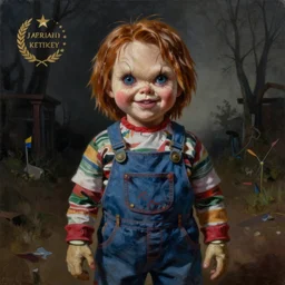painting of chucky by jeremiah ketner | horror themed | creepy