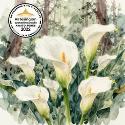 calla lily forest, high quality watercolors, award winning, trending on artstation