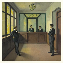 inked portrait of a 1 8 0 0 s bank interior, modern art deco, colorful, mads berg, christopher balaskas, victo ngai, fine texture, detailed, muted colors, dynamic composition, matte print, wide angle, moody, very grainy texture, ( ( stippled shadows ) )