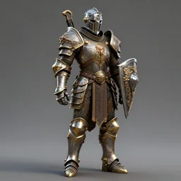 steampunk paladin, full body portrait, octane render, 4k, extremely ornate armor and shield, highly intricate