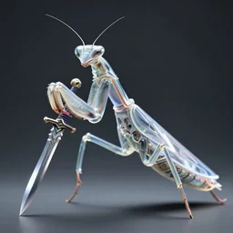 portrait of translucent anthropomorphic mantis religiosa ; hard predatory look ; d & d rogue ; invisibility cloak ; powerful front forelegs holding an enchanted dagger ; flat triangle - shaped head with thin thread - like antennae ; concept art ; artstation ; 8 k ; wallpapers ; heavy contrast ; cinematic art ; cgsociety ; art by greg rutkowski and artgerm
