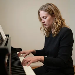 erna solberg playing the piano