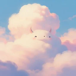 soft pleasing - palette friendly colossal monster wind spirit goliath, close - up, pleasing palette, undulating nebulous clouds, adorable, friendly, dyllic cumulonimbus still from fantasia pastel from fantasia ( 1 9 4 1 )