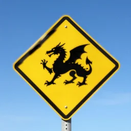 road sign warning of dragons