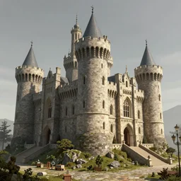 a very realistic digital art rendering and concept design of a 16th century castle, with magnificent volumetric lighting, three dimensions, a digitally transformed environment, ui design, 3d modeling, illustration, and transport design