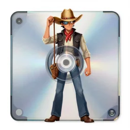 laser disk cowboy, 9 0's magazine ad art style