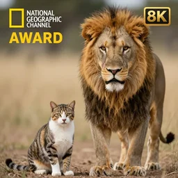 a hybrid between a cat and a lion, photography, award - winning, documentary, national geographic channel, discovery channel, 8 k, wildlife