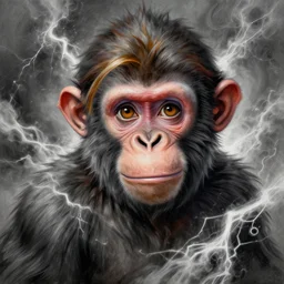 Very funny Emma Watson looking like a monkey, colorful painting on grey scale face, powerful , magic, thunders, dramatic lighting, intricate, wild, highly detailed, digital painting, artstation, concept art, smooth, sharp focus, illustration, art by artgerm and greg rutkowski and alphonse mucha, footage