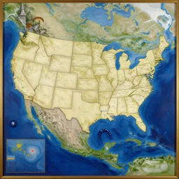 map of the united states of atlantis, dignified painting by craig mullins 8 k