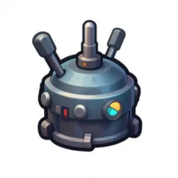 game sprite for strange metallic device, transparent background