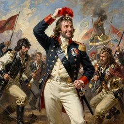 drdisrespect as napoleon, battle scene, highly detailed painting by gaston bussiere, j. c. leyendecker, greg rutkowski, craig mullins 8 k