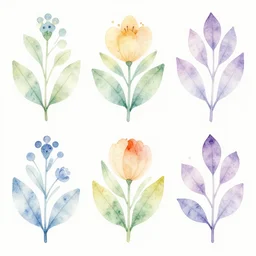 water colour botanical designs, illustration, pastel colours, smooth, magical painting