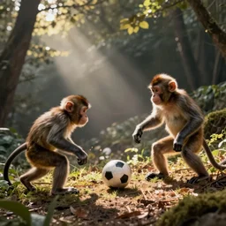 monkeys playing football