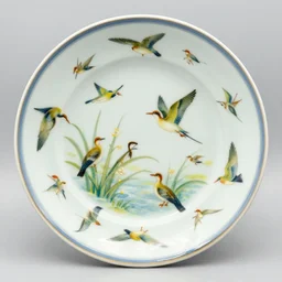 decorative plates depicting migratory birds.
