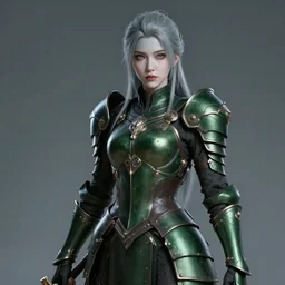 beautiful girl in dark green armor and pale skin, character concept style trending on artstation, concept art, detailed, octane render cinematic, photo-realistic, 8k, high detailed