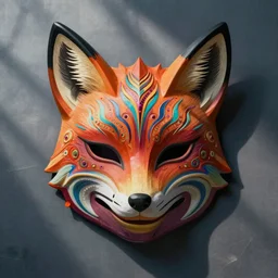 psychedelic colors fox voodoo mask, symmetry!!