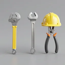 construction tools 3 d render, 2 d render