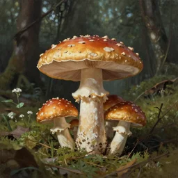 Mushroom forest, realistic matte painting,