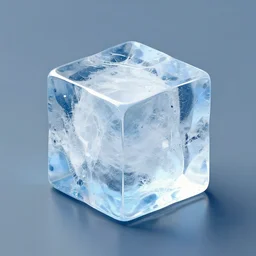 cube of ice, very high detailed digital art, flat background, on the table