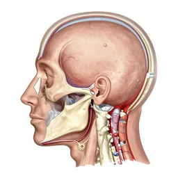 cross-sectional view of the human head from the side