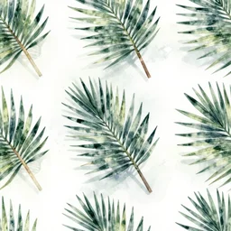 repeating pattern seamless. watercolor. tropical palm leaves