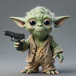 Yoda holding a Glock 18