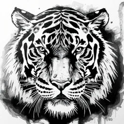 black and white tiger, ink, latte art