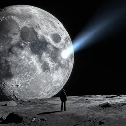 a comet hitting the moon, perspective of a man on ground, digital art, epic, smooth, apocalyptic, trending on artstation