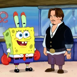 spongebob squarepants, meeting johnny depp at the crusty crab