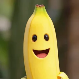 a very happy banana face, vivid
