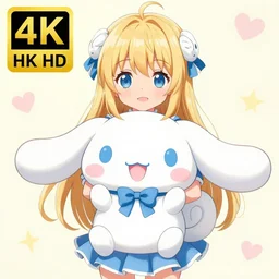 Anime key visual of  Cinnamoroll from Sanrio as a Moe Anime girl, 4K, HD, pixiv, wallpaper, official media