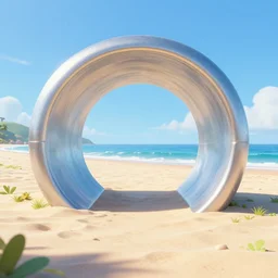 a multiverse portal leading to a beautiful beach, craig mullins
