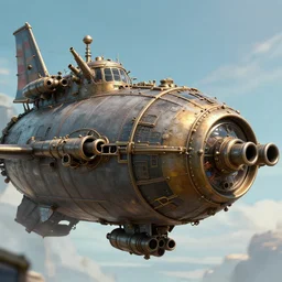 close up of a steampunk airship equipped with cannons and artillery, digital art, trending on artstation, 4 k